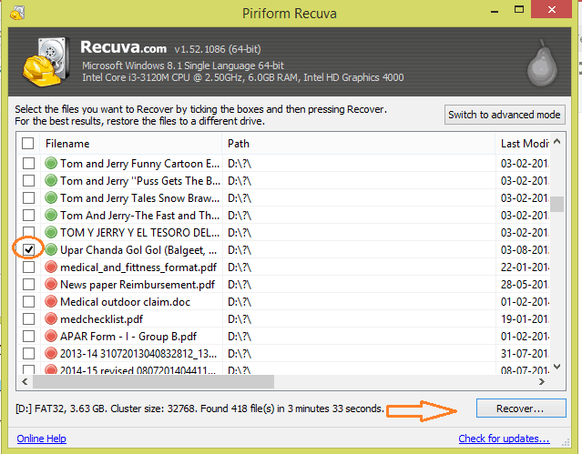 Recover deleted files from pen drive