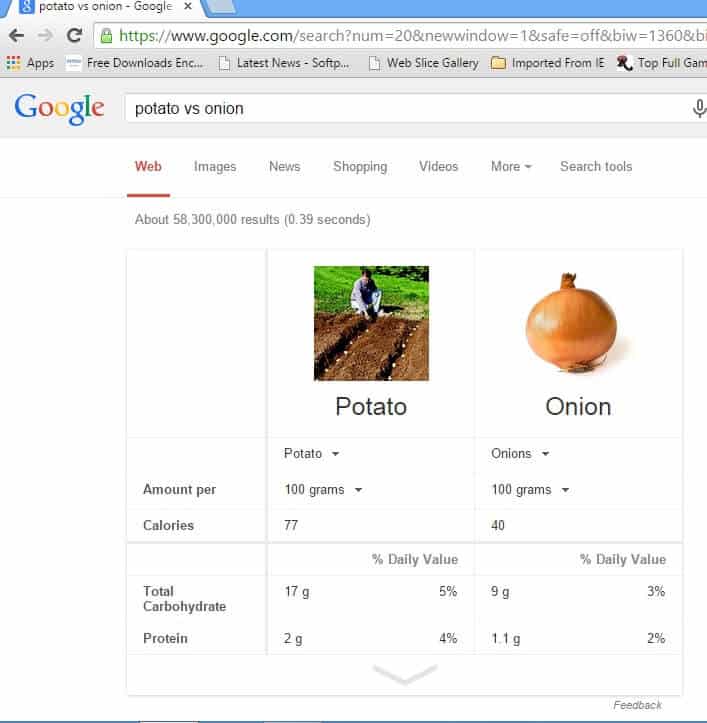 potato vs onion google tips and tricks
