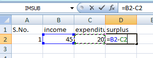 Insert formula in excel