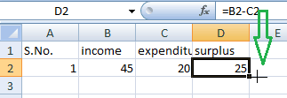 Insert formula in excel