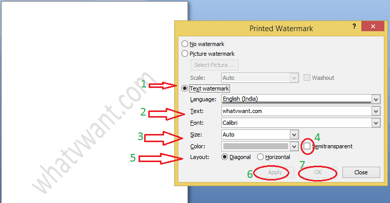 text watermark in word