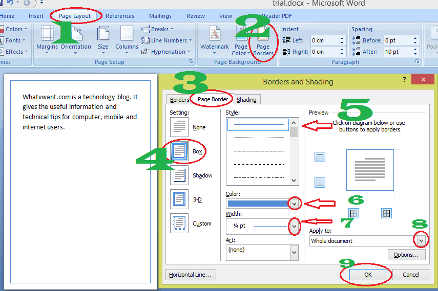 How to add border in word