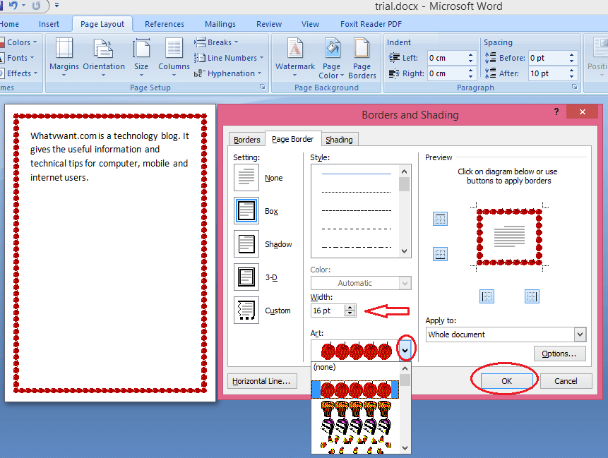 Page border in word How to add line and art borders