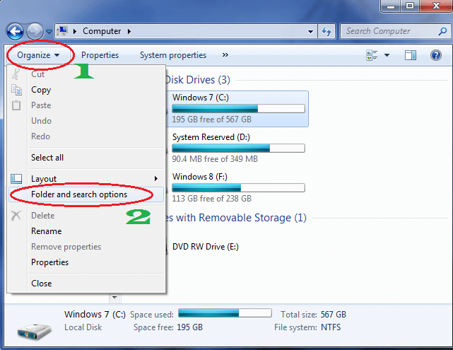 how to hide files in windows 7