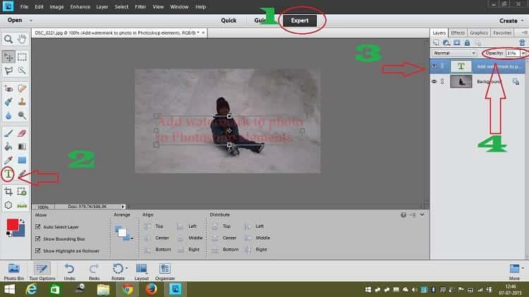 Very easy to Add watermark to photo in Photoshop elements