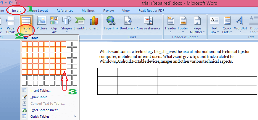 How to make a table in word