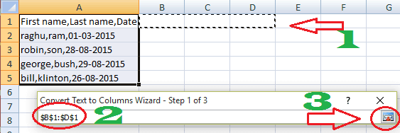 splitting columns in excel