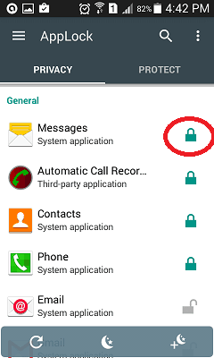 Lock messages on android Copy