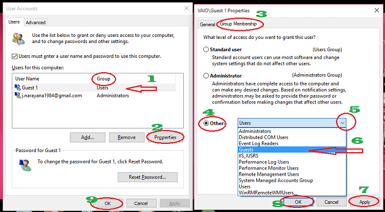 change account type in windows 10