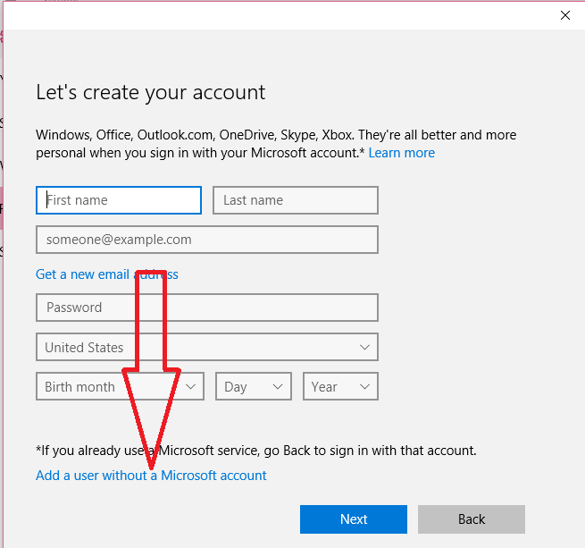 creating guest account on windows 10