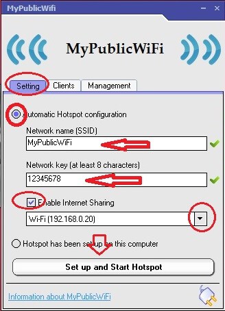 Computer WiFi hot spot