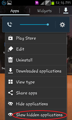 hide application android