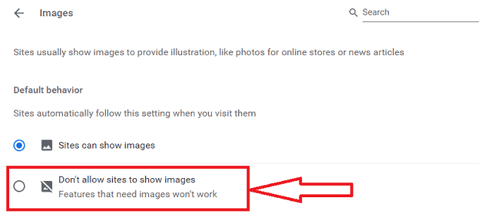Disable image option