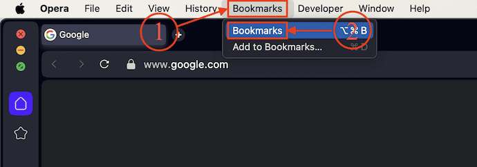 Bookmarks in top menu