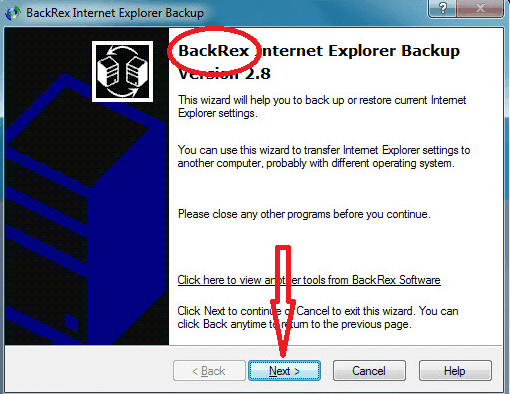 Backup internet explorer