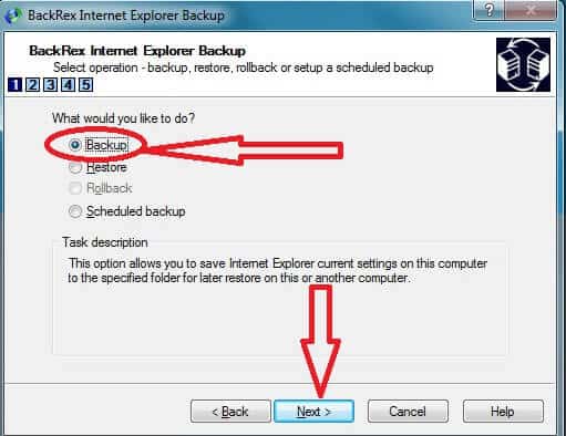 Backup internet explorer