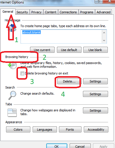  remove history from internet explorer