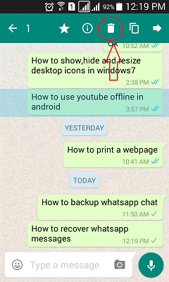 Delete whatsapp messages