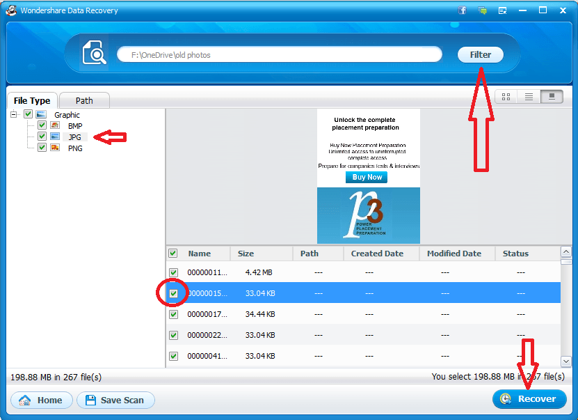 wondershare recovery results