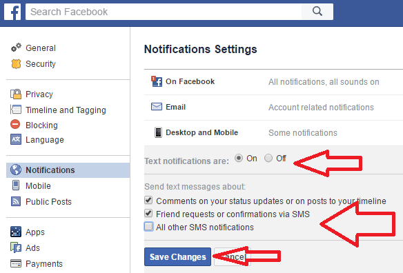 Facebook text notifications: Guide to Turn On,Off & Adjust FB SMS ...