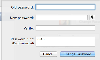 Change Password screen