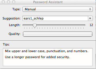 Password Assistant screen