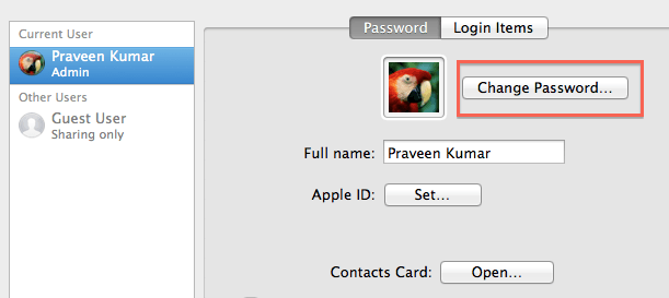 Change Mac password