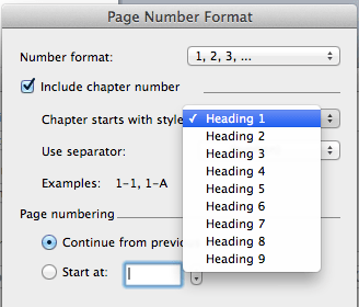 Add number format to word document on Mac