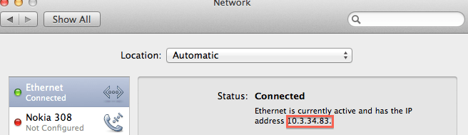 Get IP address on Mac