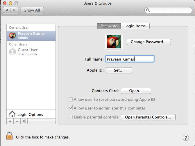 Create new user on Mac