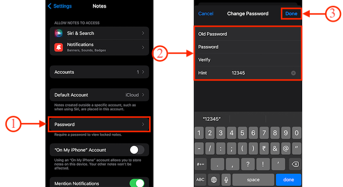 Master Password for notes on iPhone