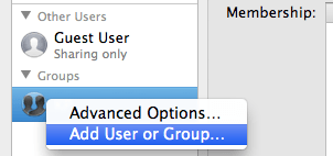 Add users to Group account on Mac