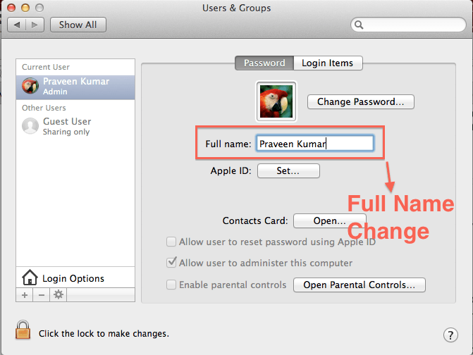 Change Mac User Name