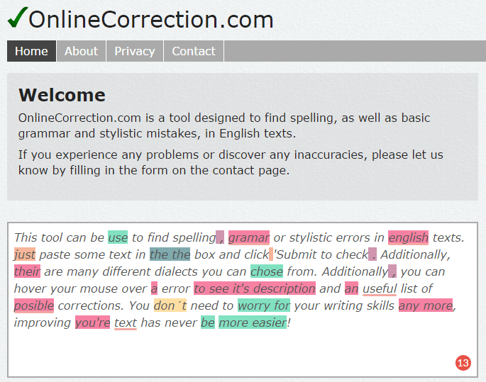 online correction grammar checker