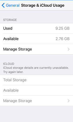 storage usage