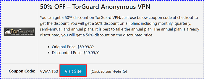 TorGuard Discount Coupon