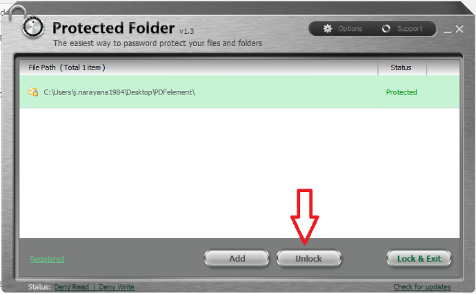 unlock file with protected folder