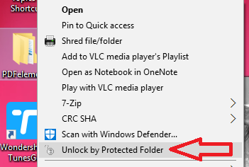unlock files using protected folder