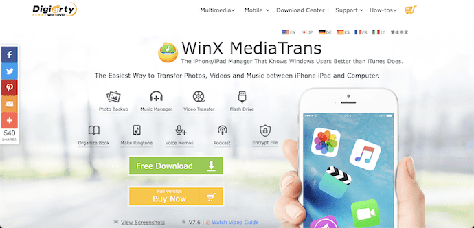 WinX MediaTrans Homepage