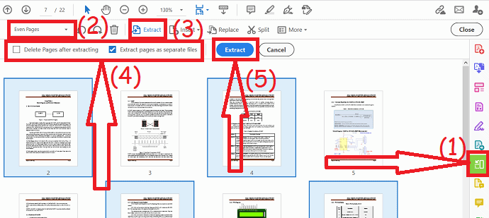 Extract pages using Acrobat DC
