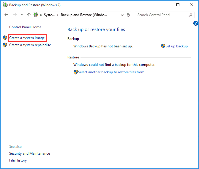 Windows 10 image backup