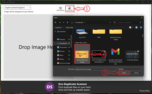 Select Image to import