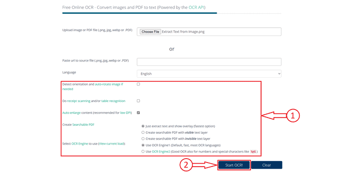 Preferences in OCRspace