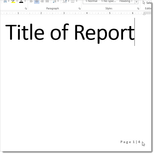 Remove Page Number ms word