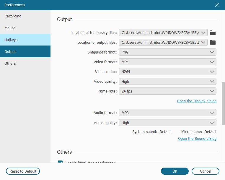 FonePaw Output settings