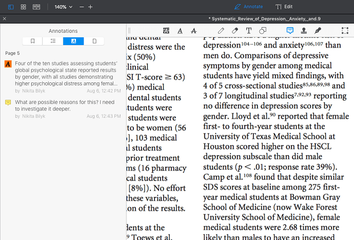 pdfexpert annotations tab