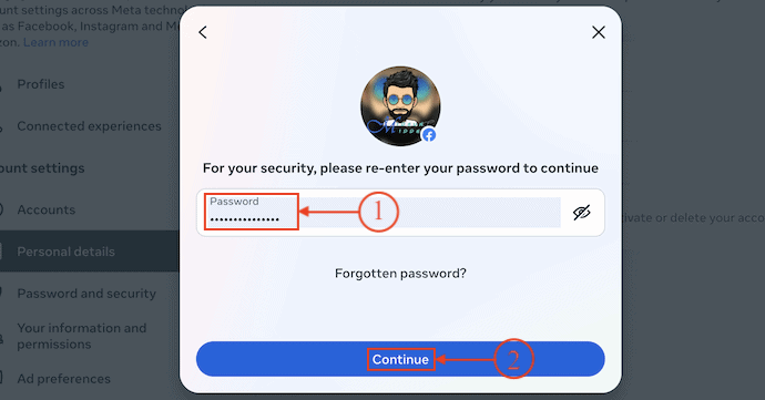 Password in Facebook