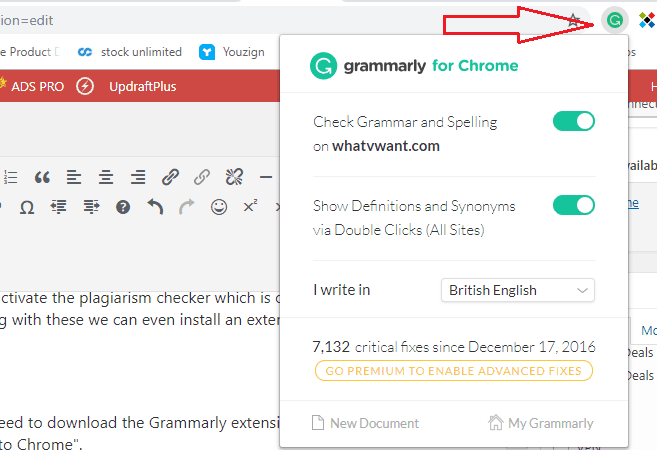 Grammarly browser extension