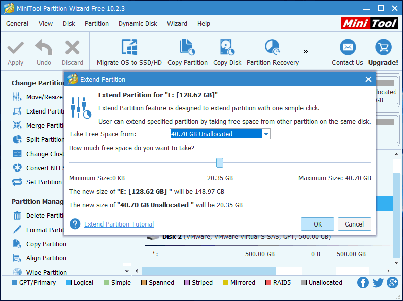 add the unallocated space to a partition