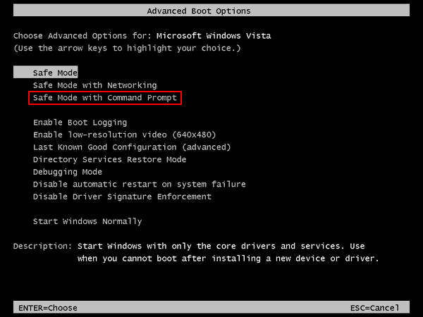 Safe Mode with Command Prompt